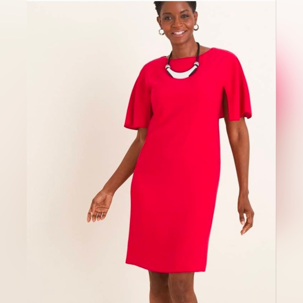 Chico's Cape Sleeve Short Dress Maraschino Cherry Women's Size 2.5 / 14